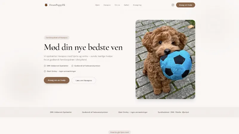 DreamPuppy hjemmeside